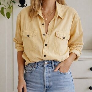 Vintage Express EXP Yellow Cotton Utility Shirt | 90s Minimalist Button Down |
